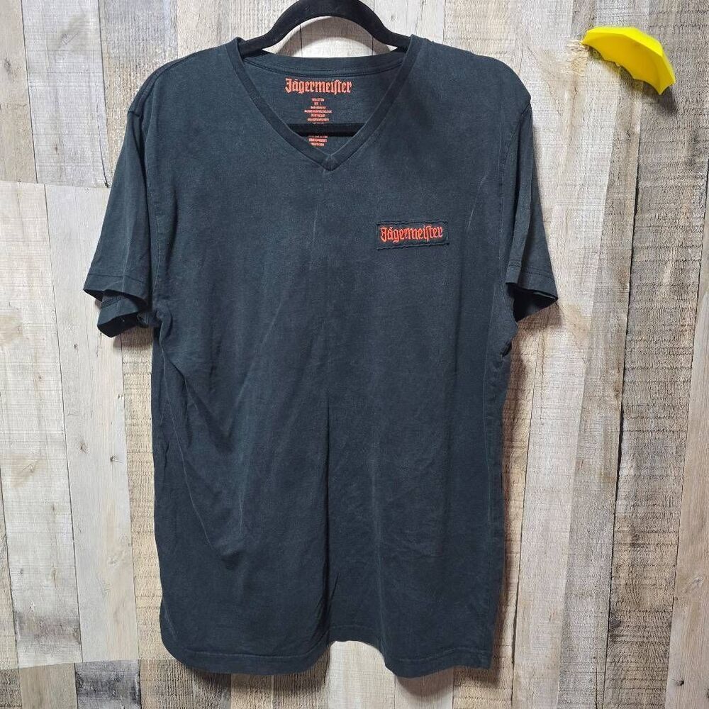 Jagermeifter Black Fitted V Neck Patch Graphic Tee Large